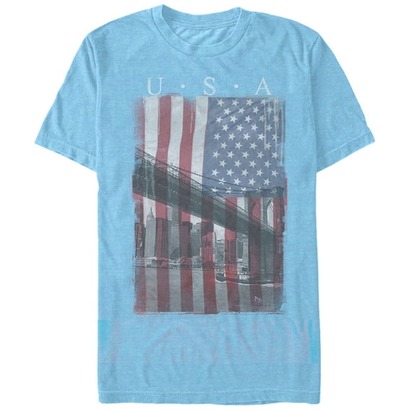 Men's Lost Gods Fourth of July  USA Flag NYC Skyline  Graphic T-Shirt