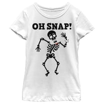 Girl's Lost Gods Halloween Oh Snap Skeleton Graphic Tee White X Small