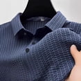 thumbnail image 3 of Men's Waffle Textured Polo Shirts Summer Short Sleeve Button Golf Shirt Stretch Moisture Wicking Performance Tee Collared Top, 3 of 4