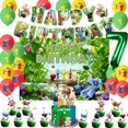 thumbnail image 2 of Decoraciones de fiesta de cumpleaños de Pikmin, pancarta de globo, telón de fondo, adorno de pastel, suministros para Baby Shower, 2 of 5