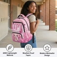 thumbnail image 5 of Aplkyhs Summer Backpack Lightweight School Bag for Age 9-12 Water Repellent Bookbag for Kids Pink Ice Cream Axolotl, 5 of 7