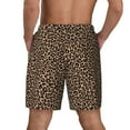 thumbnail image 3 of Kdxio Brown Leopard Print Men's Swim Trunks with Compression Liner 7 Inch Inseam Quick Dry Swim Shorts, 3 of 7