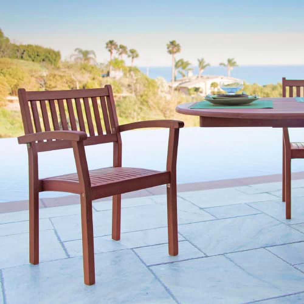 Malibu Outdoor 9-piece Wood Patio Dining Set with Extension Table & Stacking Chairs - image 3 of 4