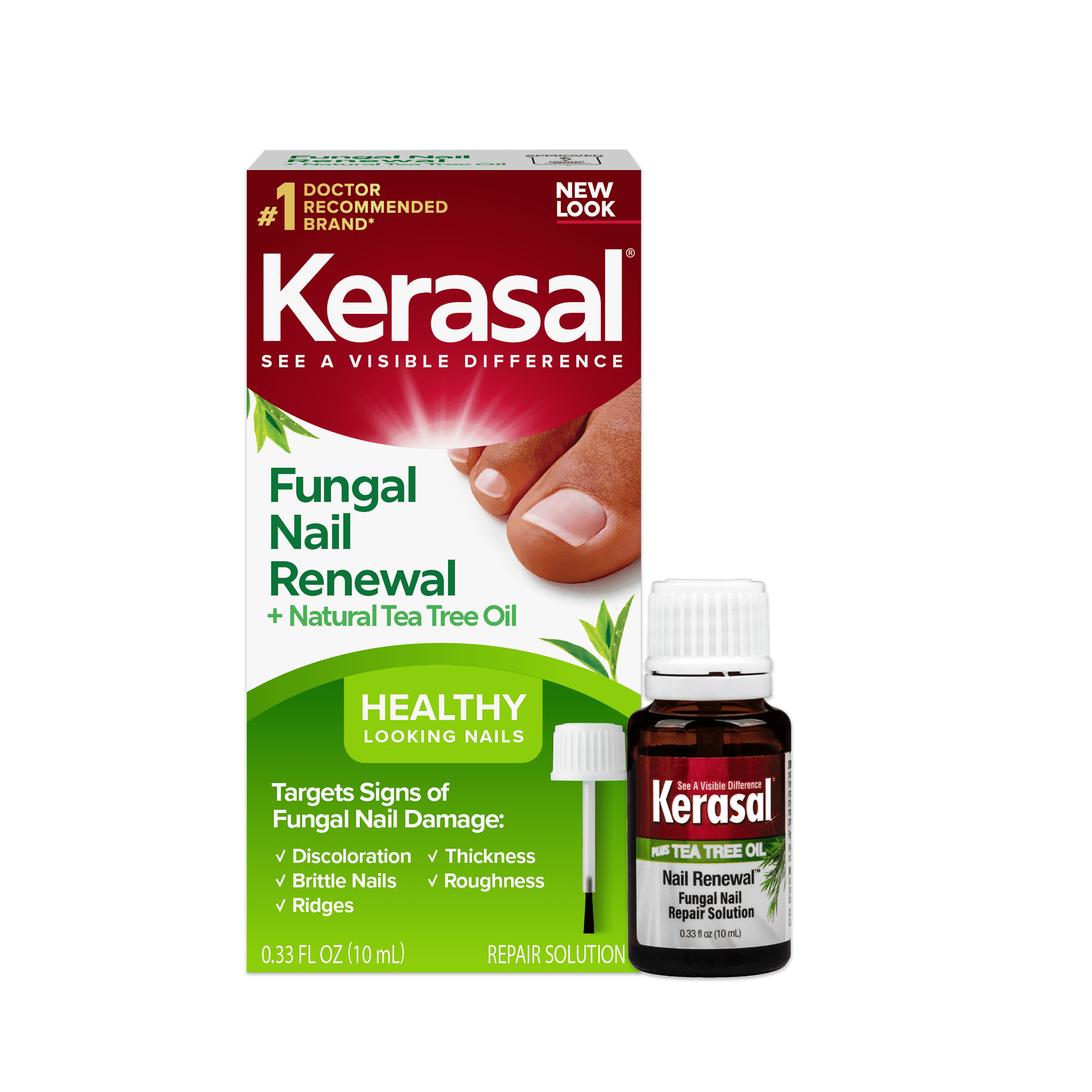 (2 pack) Kerasal Plus Tea Tree Oil Fungal Nail Repair Solution with Precision Brush, 10ml