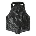 thumbnail image 6 of TTAO Womens Sequins Suit Vest Lapel Sleeveless Glitter Sparkly Dressy Waistcoat for Rave Dance Party Black M, 6 of 7