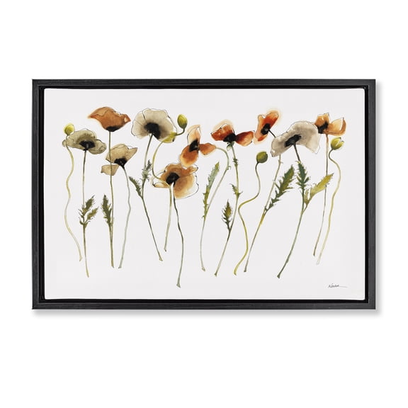 Stupell Industries Contemporary Autumn Poppy Sprigs Black Floating Frame Canvas Art, 25 x 17, by Shirley Novak