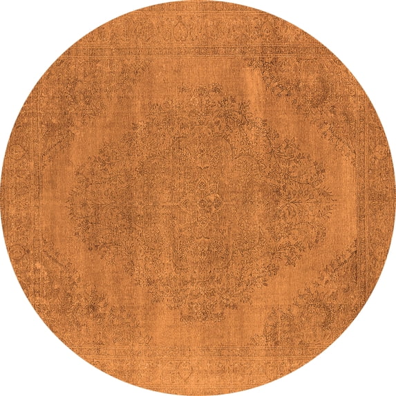 Ahgly Company Indoor Round Oriental Orange Industrial Area Rugs, 4' Round