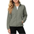 thumbnail image 2 of CFLVAEK Zip Up Sweatshirts for Women with Pockets Casual Solid Color Lapel Sweatshirt Trendy Fall Long Sleeve Jacket Gray M, 2 of 6