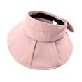 thumbnail image 2 of Helii Women Crownless Open Top Sun Hat Wide Brim UV Protection Ponytail Hat with Adjustable Bowknot Drawstring, Foldable Packable Floppy Beach Visor Cap Pink,One Size, 2 of 4