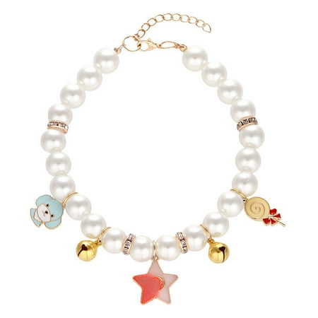 Pearl Dog Necklace Collar Jewelry for puppies - Sparkly rhinestone cat wedding collar for pets