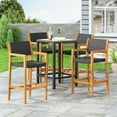thumbnail image 2 of Eliani Outdoor Acacia Wood Barstools with Wicker , Set of 4, Teak and Black, 2 of 7
