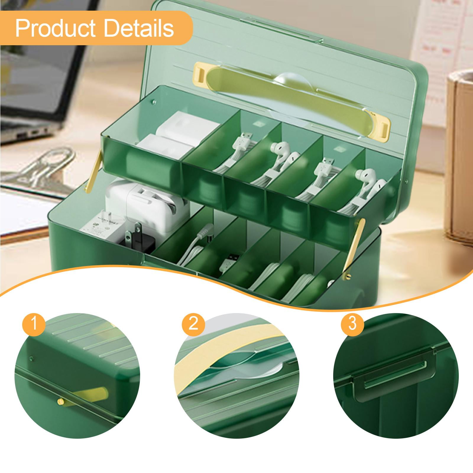 LeeQinersw Cable Management Box Cable Organizer Box Compact Cords Art Crafts with Compartments Desk Wires Home Organization Cord Storage