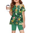 thumbnail image 2 of Grblisyd Girls Hawaiian Outfits Tops + Elastic Waist Shorts Clothing Sets Summer Clothes 1-13 Years, 2 of 6
