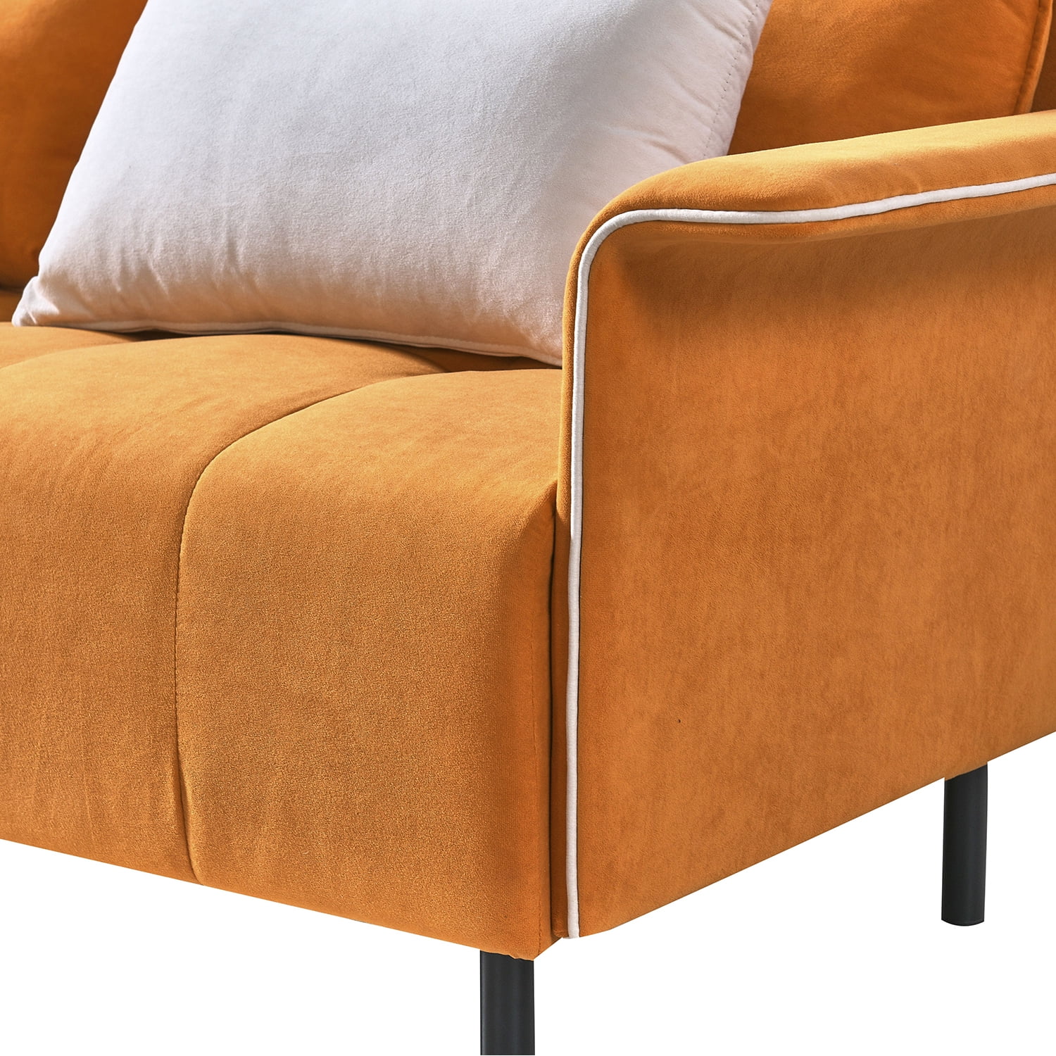Resenkos Modern Sofa for Living Room Large Velvet Fabric U-Shape Sofa Set for Living Room, Couch for Bedroom Double Extra Wide Chaise Lounge Couch, Orange Resenkos Modern Sofa for Living Room Large Velvet Fabric U-Shape Sofa Set for Living Room, Couch for Bedroom Double Extra Wide Chaise Lounge Couch, Orange