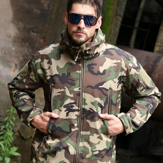 Becaristey Chemical Fiber Cloth Waterproof Tactical Camouflage Jacket Stay Dry In Any Weather Wear-resistant Camouflage L