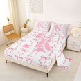 thumbnail image 2 of Manfei Kawaii Bow Personalized Initial K Full Size Sheets 4-Piece for Girls,Vintage Polka Dots Bowknot Bed Sheets for Kids Teens,Microfiber Bedroom Decor, 2 of 5