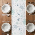 thumbnail image 6 of Coastal Table Runner - 70 Inch Long, Kitchen Dining Table Runner Dresser Scarves, Turquoise Blue Turtle Starfish Coral Jellyfish Farmhouse Decor for Coffee Tables Wedding Party Banquet, 6 of 7