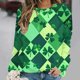 thumbnail image 5 of Xuyuer St. Patrick's Day Round Neck Sweatshirt for Women Lucky Shamrock Long Sleeve Shirt Ireland Gift Clover Print Fit Casual Pullover Fashion Loose Tops, 5 of 5