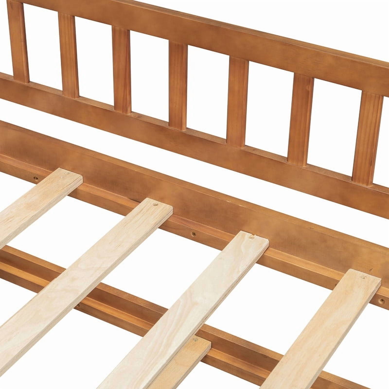 Bellemave Twin Size House Bed with Trundle Playhouse Platform Bed Wooden House-shaped Bed Frame with Fence Guardrail and Roof Tent Beds for Teens(Walnut, Twin Size)