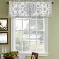 thumbnail image 3 of Blue Boho Curtain Valances for Windows, Kitchen Valance Window Treatments Panel 2 Pack, Luxury Ethnic Traditional Floral Pattern Rod Pocket Short Curtains for Bathroom Bedroom 42 x 12 Inch, 3 of 8