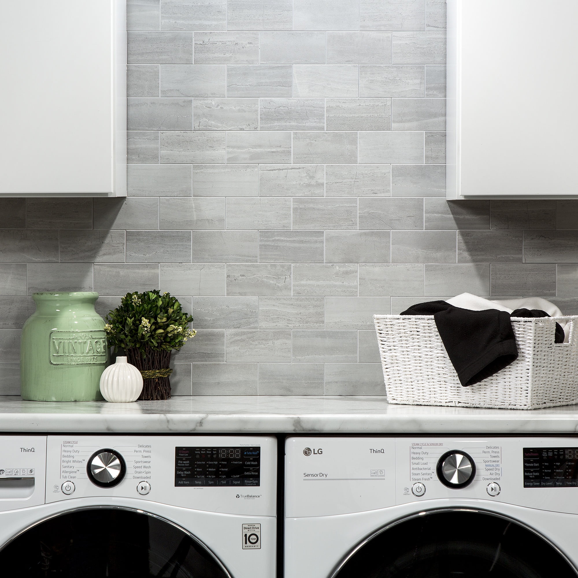 Aspect Collage 14.9in x 11.75in Peel and Stick Backsplash in Gray Subway 15 Sq Ft Kit