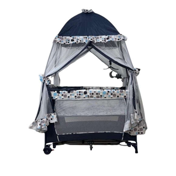 Cuna Corral Bebe Starkids Draco Toldo Liso Movil Musical Azul