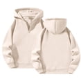 thumbnail image 5 of Domuza Mens Quarter Zip Up Hoodies Long Sleeve Drop Shoulder Sweatshirt Fall Winter Casual Stylish Pullover Khaki 3XL, 5 of 6