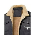 thumbnail image 2 of Men's casual heavyweight cotton-polyester jacket with buckle closure, multiple pockets and bull head logo - solid color autumn and winter coat, 2 of 5