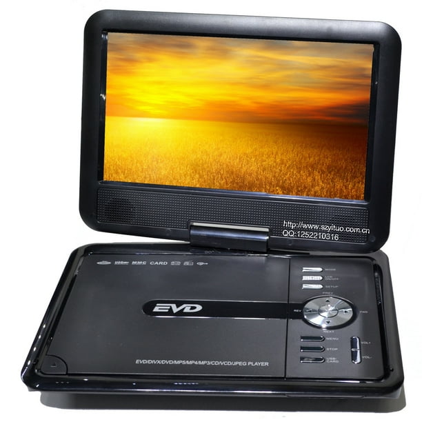 Lecteur DVD portable avec écran orientable HD 7 pouces, haut-parleurs  stéréo, prise en charge de la synchronisation TV/SD/MMC/USB, noir 