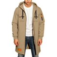 thumbnail image 6 of Mens Trench Coat Hoodie Long Jacket Full Zip Winter Business Overcoat Flannel Fleece Tunic Sweatshirt with Pockets, 6 of 7