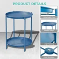 thumbnail image 3 of LIFERECORD 2-Tier Round Metal End Table with Removable Tray – Small Space-Saving Side Table for Living Room, Bedroom, Balcony, Patio, Blue, 3 of 6