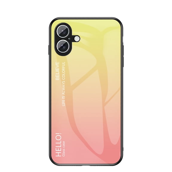 for iPhone 16 Plus Case,Tempered Glass Gradient Color Pattern TPU Frame Hybrid Slim case for iPhone 16 Plus, Case Anti-Scratch Anti-Drop Anti-fingerprint, Yellow