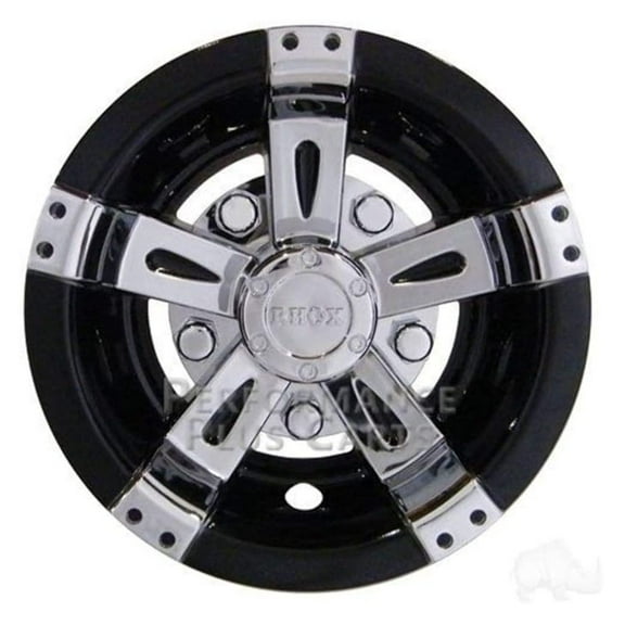 Golf Cart Wheel Covers 8 Inch - Set of 4 Black & Silver Hubcaps - Fits EZGO, Club Car - Golf Cart Accessories