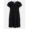 thumbnail image 5 of Time and Tru Women's Tiered Cotton Mini Dress with Short Sleeves, Sizes XS-XXXL, 5 of 5