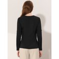 thumbnail image 3 of Blusas de manga larga Allegra K con cuello en V y botones para mujer con bolsillos Negro XS, 3 of 4