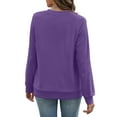 thumbnail image 4 of Huankd V Neck Sweatshirt Women with Pockets Casual Plain Comfort Hoodless Hoodies Cozy Fleece Pullover Sweatshirts No Hood Purple L, 4 of 6