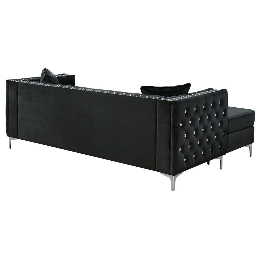 Glory Furniture Paige Sofa Chaise in Black Color