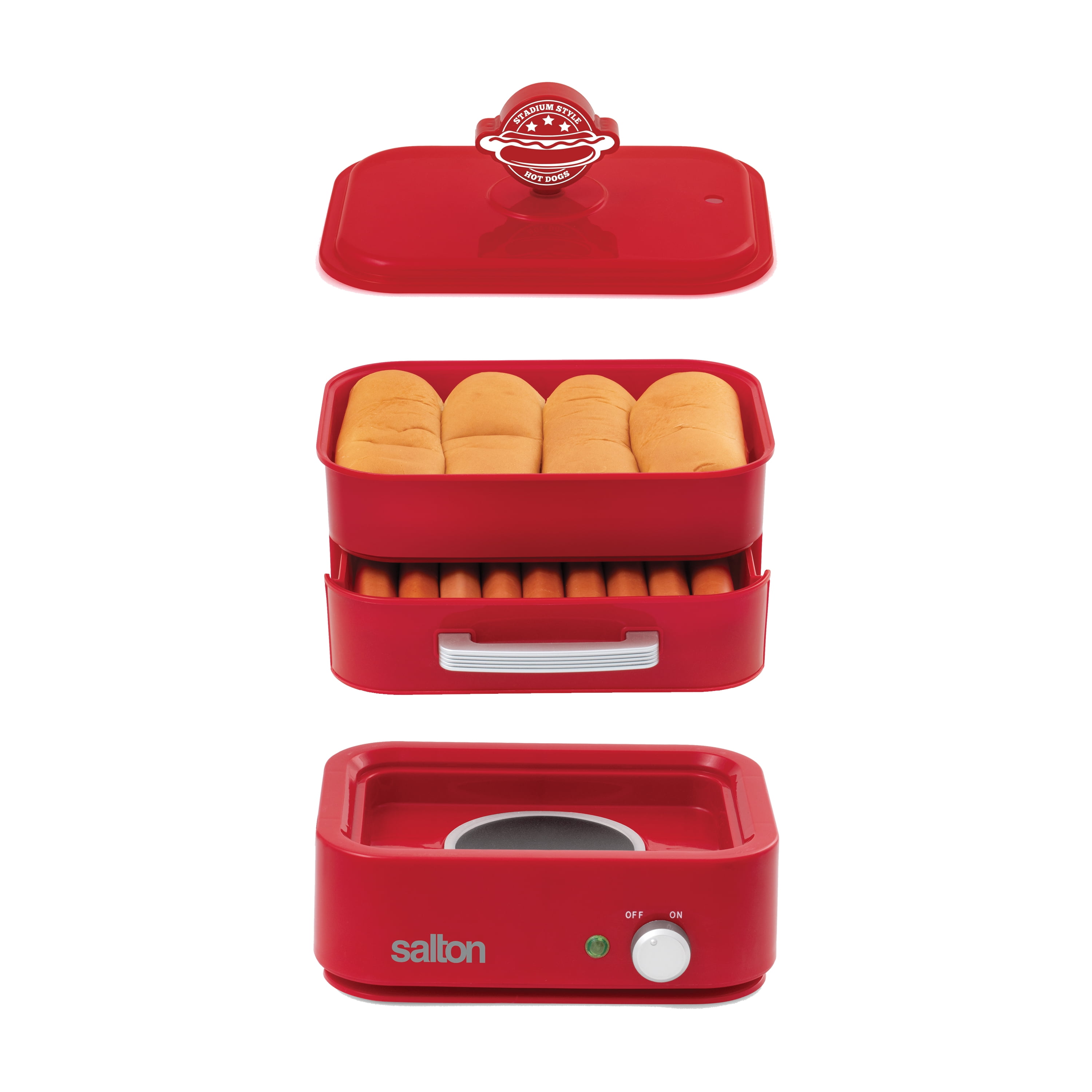 Salton HD1905 Hot Dog Steamer Red