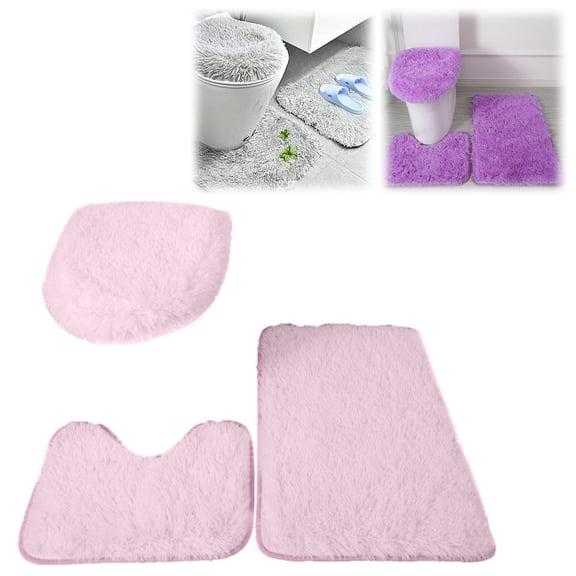 Bathroom Rugs Sets 3Piece Bath Rug Floor Washable Shower Rug with U-Shaped Contour Rug Toilet Lid Cover