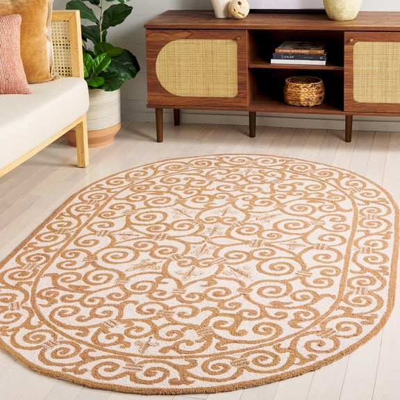 Safavieh Chelsea Aragon Oriental Wool Area Rug, Ivory/Gold, 7'6" x 9'6" Oval