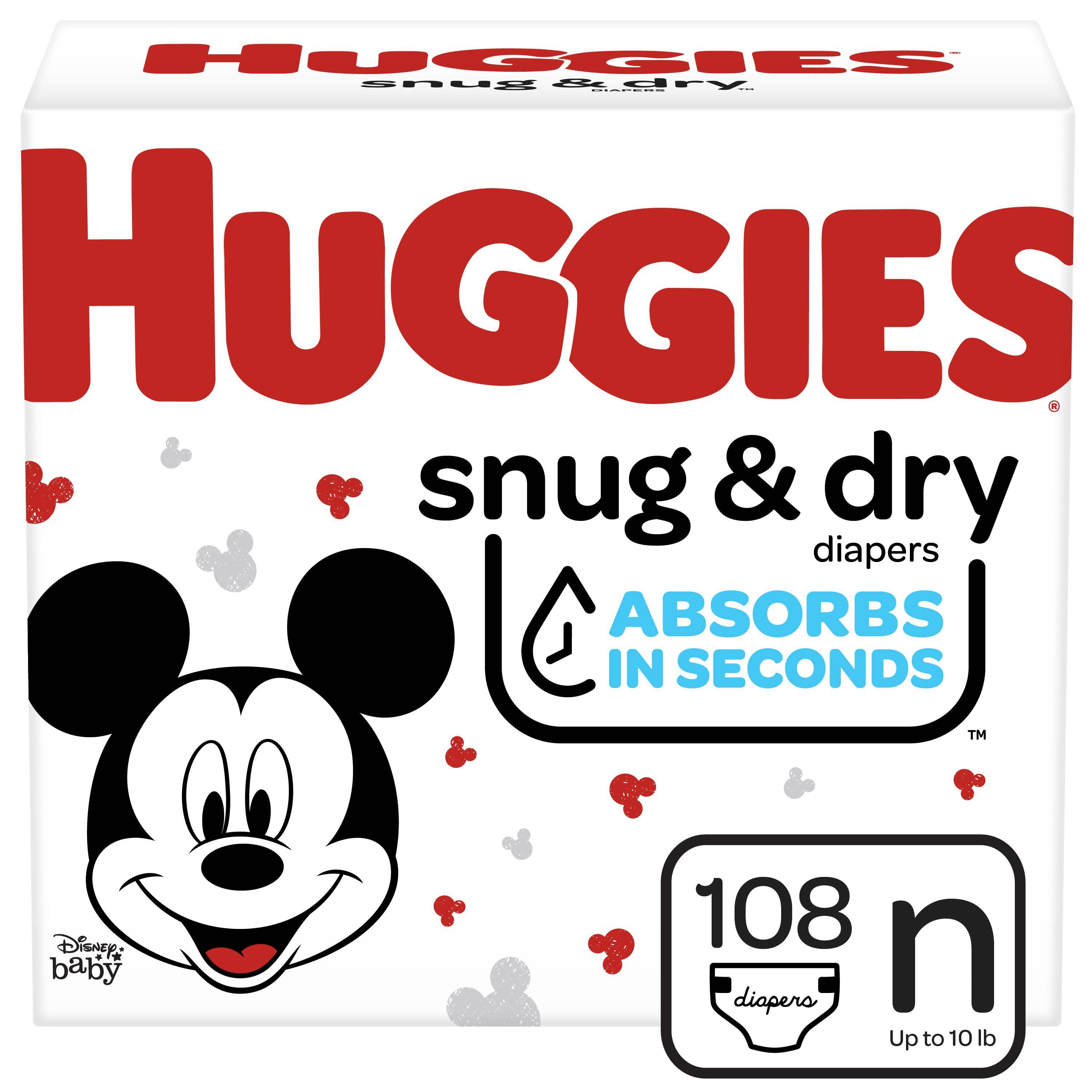 Huggies Snug & Dry Baby Diapers 108 Ct Size Newborn 
