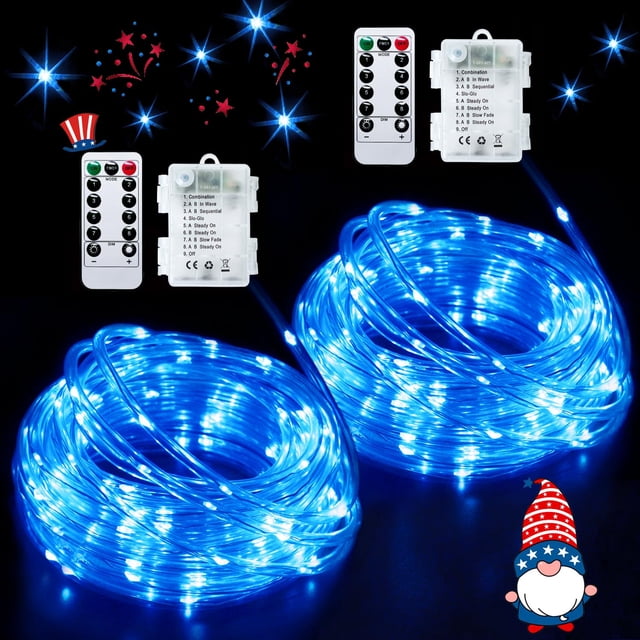 Luces tipo cuerda con pilas JMEXSUSS para exteriores, impermeables