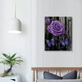 thumbnail image 3 of Purple Flower Canvas Wall Art for Bathroom Purple Rose Poster Prints Rustic Purple Flowers Painting for Kithcen Home Decor Purple Rose Flowers and Butterfly Pictures - 16x20 Inch, 3 of 3