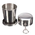 thumbnail image 1 of Soidarity Taza plegable portátil de acero inoxidable para viajes al aire libre, taza telescópica para acampar con llavero, taza de mano para Kits de desorden para acampar 250ml, 1 of 6