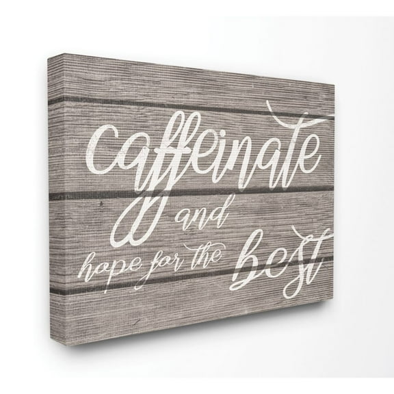 Caffeinate And Hope For The Best Funny Family Office Word Design XXL Stretched Canvas Wall Art by Daphne Polselli