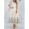 thumbnail image 3 of PRETTYGARDEN Women's Summer Boho Maxi Dress Spring Floral Short Sleeve V Neck A Line Flowy Beach Wedding Guest Dresses, 3 of 9