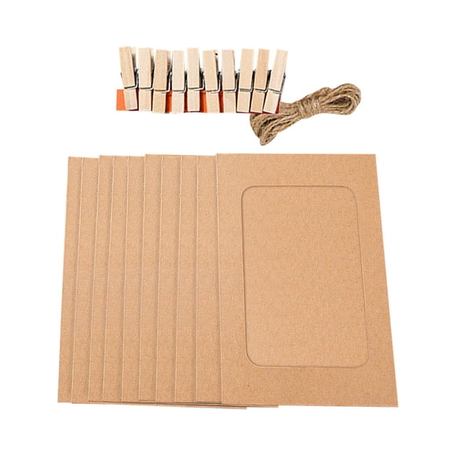 Lolmot Hanging Album Clip Kraft Paper Photo Frame Strings Rope Clips Sets 10pcs DIY Craft