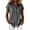 Black, variant on Summer Tops for Women Striped Button Down Collared Short Sleeve Casual Loose Blouse Shirt Vacation Beach Travel, Brown L