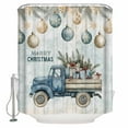 thumbnail image 2 of Blue Truck Christmas Waterproof Fabric Shower Curtain, Xmas Balls Snowflake Vintage Shower Curtain for Bathroom Curtains Bathtubs Hotel Washable Shower Curtains with 12 Hooks Standard 66x72, 2 of 6