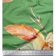 thumbnail image 1 of Soimoi Green Rayon Fabric Leaves & Peach Floral Print Fabric by The Yard 56 Inch Wide, 1 of 1